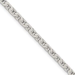 3mm Solid Sterling Silver Flat Anchor Chain Necklace Diamond Cut Mariner Link